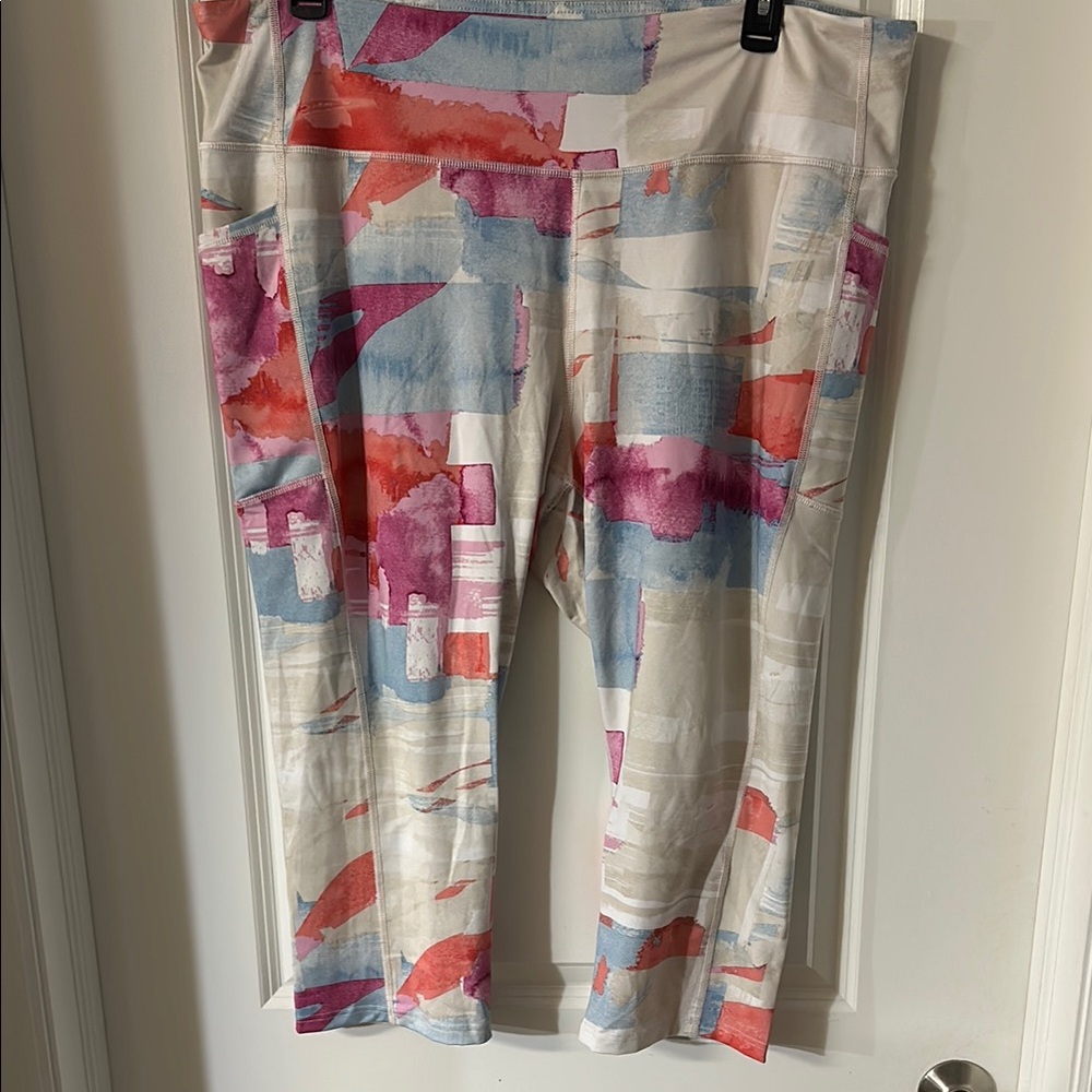 Tek Gear Pink and Blue Abstract Leggings